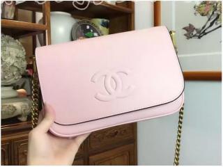 CHANEL CH1569-1 桜色 シャネルコピーバッグ 肩掛けショルダーバッグ チェーンバッグ 牛革