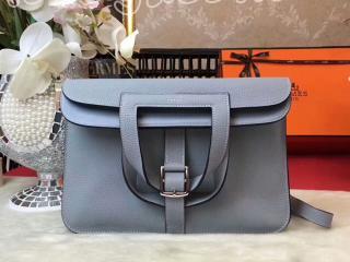 H070428E エルメスアルザンバッグ HERMES Halzan ヴォー・スウィフト シルバープレーテッド シルバー金具