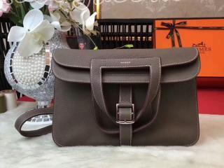 H070428I エルメスアルザンバッグ HERMES Halzan ヴォー・スウィフト シルバープレーテッド シルバー金具