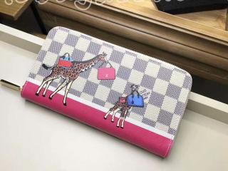 N60058ルイヴィトン ダミエアズール ホワイト ベージュ ゴールド ラウンドジップ レザー プリント LOUIS VUITTON 財布 長財布 ラウンドファスナー 新作 限定品