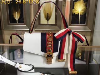 グッチ シルヴィ バッグ スーパーコピー〔GUCCI Sylvie〕421882 CVLEG 8605 オフホワイト レザー ショルダーバッグ ゴールド金具