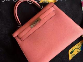 エルメス ハンドバッグ ミニケリー ドゥ 外縫い ローズリップスティック×シルバー金具 シェーブルミゾール  HERMES Mini Kelly 28 マイクロバッグ ポシェット