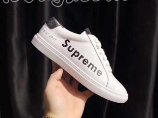 LOUIS VUITTON Supreme ルイヴィトン シュプリーム 1A3EQ6 レザー スニーカー  ホワイト レッド 【レディース・メンズ用】