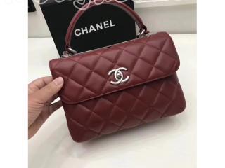 A92236 Y61313 4B099 シャネル 「CHANEL」 2017秋冬新作 チェーンショルダー トレンディCC ハンドバッグ ラムマトラッセ2WAY シルバー金具 4色選択可 バーガンディー