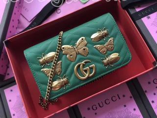 488426 D8GZT 3120 グッチ マーモント バッグ スーパーコピー〔GUCCI GG Marmont〕モススタッズ ミニバッグ チェーンショルダーバッグ・ポシェット 4色選択可 グリーン