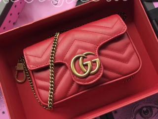 476433 DSVRT 6433 グッチ GGマーモント バッグ コピー〔GUCCI GG Marmont〕 2WAY クロスボディ チェーンショルダー ミニバッグ 3色選択可 レッド