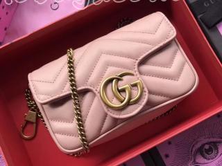 476433 DSVRT 5909 グッチ GGマーモント バッグ スーパーコピー〔GUCCI GG Marmont〕 2WAY クロスボディ チェーンショルダー ミニバッグ 3色選択可 ピンク