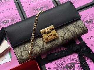 453506 KLQIG 8575 グッチ 長財布 コピー 2017AW 〔GUCCI〕 レディース 二つ折り ファッション チェーン付き財布 ゴールド金具 2色選択可 ブラウン