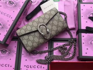 404141 KHNSN 9769 グッチ ディオニュソス 二つ折り長財布 コピー 〔GUCCI Dionysus〕 チェーン付きGGスプリームの長財布 2色選択可 ブラック