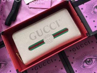 496317 0GCAT 8820 グッチ プリント 長財布 コピー 〔GUCCI〕 ジップアラウンドウォレット ラウンドファスナー財布 ホワイトレザー ヴィンテージロゴ