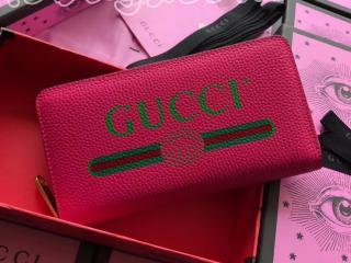 496317 0GCAT 8840 グッチ プリント 長財布 スーパーコピー 〔GUCCI〕 ジップアラウンドウォレット ラウンドファスナー財布 ピンク レザー ヴィンテージロゴ