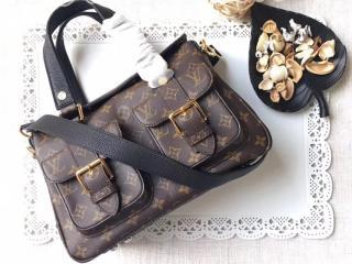 M44207 ルイヴィトン モノグラム バッグ コピー 「LOUIS VUITTON」 マンハッタン トートバッグ ヴィトン レディースショルダーバッグ　3色選択可 ノワール