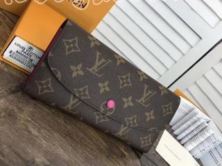 M41943 ヴィトン モノグラム 財布 スーパーコピー 「LOUIS VUITTON」ポルトフォイユ・エミリー ルイヴィトン レディース 二つ折り長財布 7色選択可 ホットピンク