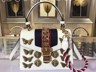 グッチ シルヴィー バッグ コピー GUCCI Sylvie アニマルスタッズ ミニハンドバッグ レディース ショルダーバッグ 2色可選択 ホワイト 470270 D4ZAX 8605