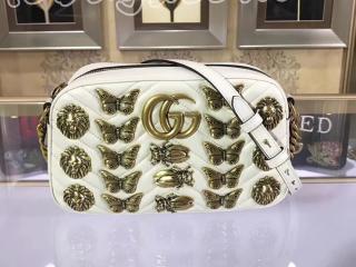 グッチ GGマーモント バッグ コピー GUCCI GG Marmont アニマルスタッズ キルティング GGロゴ入り レディース ショルダーバッグ 2色可選択 ホワイト 447632 DTDKT 9022