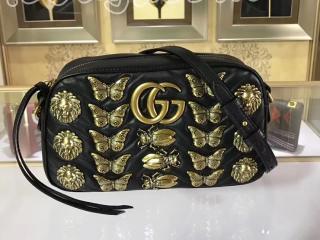 グッチ GGマーモント バッグ スーパーコピー GUCCI GG Marmont アニマルスタッズ キルティング GGロゴ入り レディース ショルダーバッグ 2色可選択 ブラック 447632 DTDKT 1000