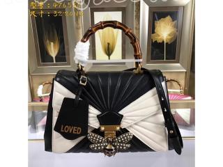 グッチ クイーン マーガレット バッグ コピー GUCCI Queen Margare キルティングレザー トップハンドルバッグ レディース 2WAYハンドバッグ 3色可選択 ブラック＆ホワイト 476531 D8GBT 8350