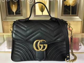 グッチ GGマーモント バッグ スーパーコピー GUCCI GG Marmont キルティング トップハンドルバッグ レディース ショルダーバッグ 3色可選択 ブラック 498110 DTDIT 1000