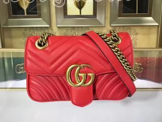 グッチ GGマーモント バッグ コピー GUCCI GG Marmont キルティング ミニバッグ チェーンショルダーバッグ 3色可選択 446744 DTDID 6433 ハイビスカスレッド