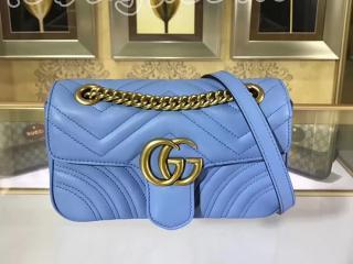 グッチ GGマーモント バッグ スーパーコピー GUCCI GG Marmont キルティング ミニバッグ チェーンショルダーバッグ 3色可選択 446744 DRW3T 4338 ライトブルー