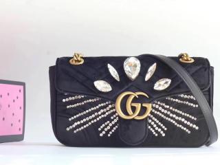 グッチ GGスプリーム バッグ コピー GUCCI GG Marmont ベルベット レディース チェーンショルダーバッグ 2色 ブラック ‎443497 9FRQT 1081