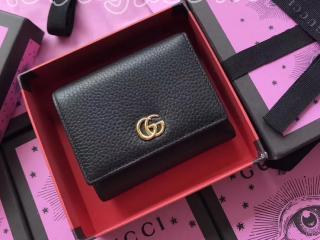 グッチ GGマーモント 財布 スーパーコピー グッチ GUCCI PETITE MARMONT ミニウォレット レディース 三つ折り財布 2色可選択 ブラック レザー 474746 CAO0G 1000