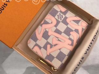 N60098 ルイヴィトン ダミエ・アズール 財布 コピー 「LOUIS VUITTON」 ジッピー・コイン パース 白xピンク コインケース・小銭入れ レディース ラウンドファスナー財布