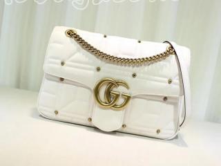 443496 DRWAT 9022 グッチ GGマーモント バッグ コピー 〔GUCCI〕 キルティング ミディアム レディース チェーンショルダーバッグ 2色可選択 ホワイト レザー