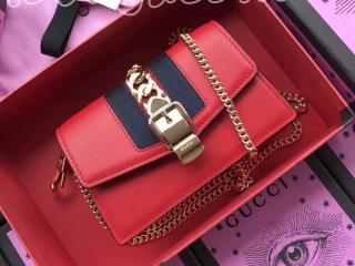 494646 CWLSG 6473 グッチ シルヴィ バッグ コピー GUCCI Sylvie Mini Chain Bag ミニ チェーンショルダーバッグ 3色可選択 レッド レザー