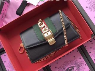 494646 CWLSG 1060 グッチ シルヴィ バッグ スーパーコピー GUCCI Sylvie Mini Chain Bag ミニ チェーンショルダーバッグ 3色可選択 ブラック レザー