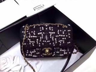 A91951 Y82677 94305 シャネル レディース バッグ コピー 2017AW CHANEL Flap bag ハンドバッグ ツイード & コスチューム パール チェーンバッグ ブラック