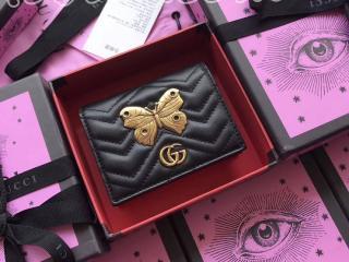 グッチ 二つ折り財布 コピー〔GUCCI GG Marmont〕GGマーモント インセクト スタッズ カードケース レディース 小銭入れ ‎466492 ブラック