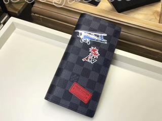 N64438 ルイ・ヴィトン メンズ 二つ折り財布 LVリーグ 「LOUIS VUITTON」 ポルトフォイユ・ブラザ ルイヴィトン ダミエ･グラフィット 財布