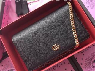 497985 CAO0G 1000 グッチ GGマーモント バッグ スーパーコピー GUCCI GG Marmont 2018新作 レディース ミニ チェーンバッグ ブラック レザー