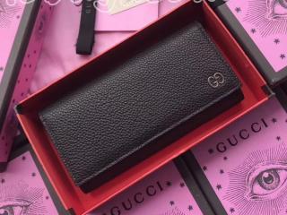 481727 A7M0N 1000 グッチ メンズ 長財布 スーパーコピー GUCCI ブラック レザー ロングウォレット メタルGG ディテール 二つ折り財布