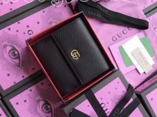 456122 CAO0G 1000 グッチ レディース 財布 コピー GUCCI プチ マーモント レザー フレンチフラップウォレット 二つ折り財布 2色可選択 ブラック レザー