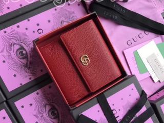 456122 CAO0G 6433 グッチ レディース 財布 スーパーコピー GUCCI プチ マーモント レザー フレンチフラップウォレット 二つ折り財布 2色可選択 ハイビスカスレッド レザー