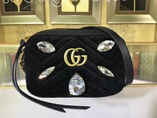 ‎448065 9FRRT 1081 GUCCI グッチ GGマーモント バッグ コピー 2018新作 GG Marmont ベルベット ミニバッグ レディース ショルダーバッグ 2色可選択 ブラック