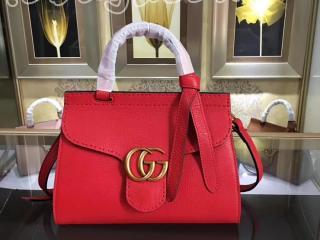 442622 A7M0T 6339 グッチ GGマーモント バッグ スーパーコピー GUCCI GG Marmont スモール トップハンドルバッグ レディース ショルダーバッグ 3色可選択 レッド レザー