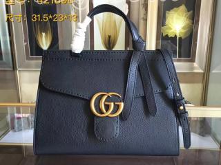 421890 A7M0T 1000 グッチ GGマーモント バッグ コピー GUCCI GG Marmont トップハンドルバッグ レディース ショルダーバッグ 2色可選択 ブラック レザー