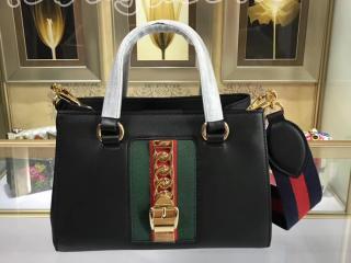 460381 DSVKG 8638 グッチ シルヴィ バッグ スーパーコピー GUCCI Sylvie トートバッグ レディース ショルダーバッグ 2色可選択 ブラック レザー