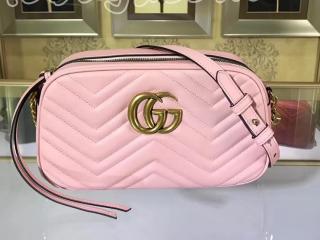 447632 DRW1T 5909 グッチ GGマーモント バッグ コピー GUCCI GG Marmont スモール レディース ショルダーバッグ 7色可選択 ライトピンク レザー