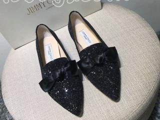 JIMMY CHOO ジミー・チュウGala グリッターフラットシューズ　ブラック