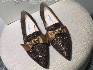 JIMMY CHOO ジミー・チュウGala グリッターフラットシューズ　金色