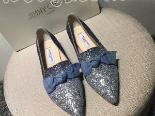 JIMMY CHOO ジミー・チュウGala グリッターフラットシューズ　銀色