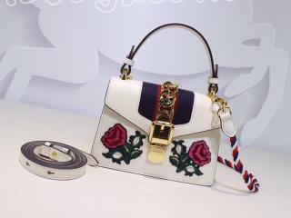 ‎470270 D4ZSG 8614 グッチ シルヴィ バッグ コピー GUCCI Sylvie エンブロイダリー ハンドバッグ ミニバッグ レディース ショルダーバッグ ホワイト レザー