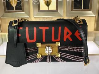 477330 D8TDT 8961 グッチ バッグ スーパーコピー GUCCI FUTURE LINE G 2WAY チェーン レディース ショルダーバッグ タイガー×クリスタル 2色可選択 ブラック レザー