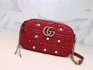 447632 DRWYT GUCCI グッチ GGマーモント バッグ コピー GG Marmont キルティング レディース ショルダーバッグ 2色可選択 レッド