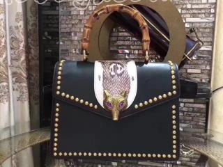 466434 DT9KX グッチ バッグ コピー GUCCI フォックスヘッドブローチ レザー ハンドバッグ レディース チェーンショルダーバッグ 2色可選択 ブラック