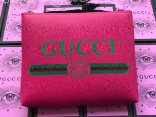 500981 0GCAT 8840 グッチ バッグ コピー 〔GUCCI〕 プリント ミディアムサイズ ポートフォリオ レディース クラッチバッグ 3色可選択 ピンク レザー